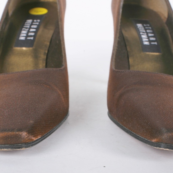 Women's Stuart Weitzman Bronze Silk Heels 7.5 AA - Picture 3 of 6